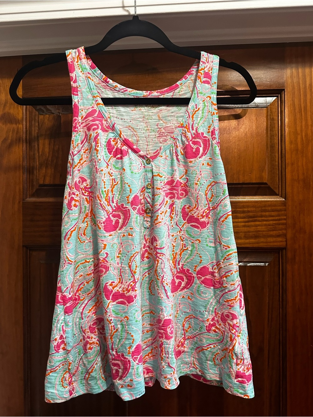 Lilly Pulitzer Pink & Aqua Floral Scoop Tank